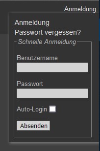 Fenster "Anmeldung"